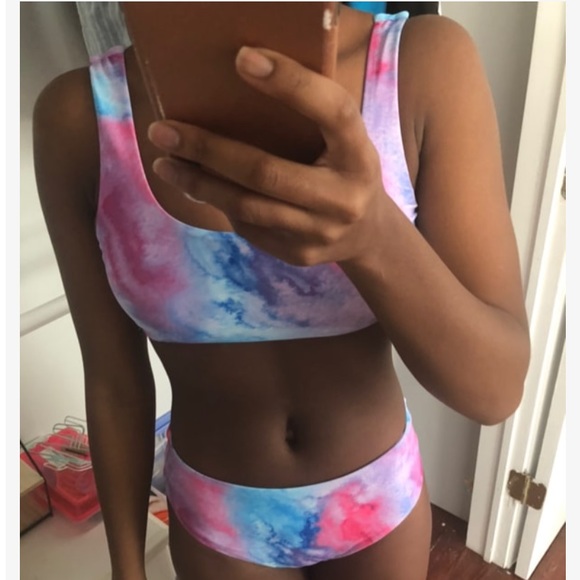 TIE DYE LINED HIGH WAISTED BIKINI - Picture 7 of 15